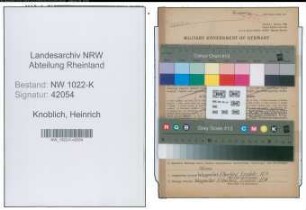 Entnazifizierung Heinrich Knoblich , geb. 25.01.1906 (Verwaltungsangestellter)