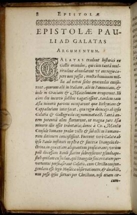 Epistolae Pauli ad Galatas. Argumentum