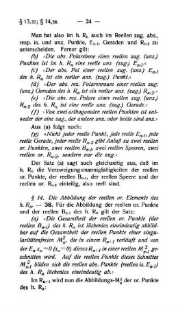 § 14. Die Abbildung der reellen or. Elemente des h.Rn.