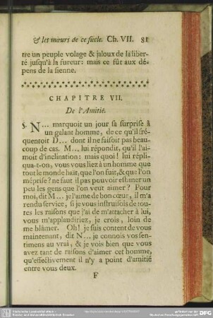 Chapitre VII. De l'Amitié