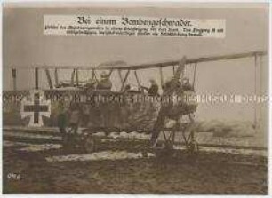 Deutsches Kriegsflugzeug mit Maschinengewehren