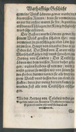 Wie der Hertzog von Calabrie wider gen Rige kam/ unnd sein Freundin Weckholterin fahen ließ/ ...
