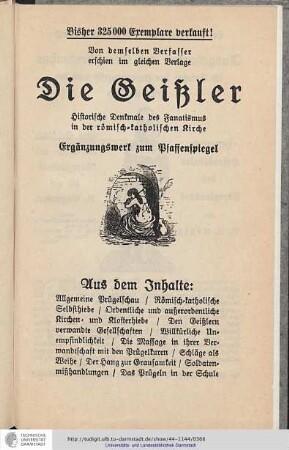 Die Geißler. Ergänzungswerk zum Pfaffenspiegel