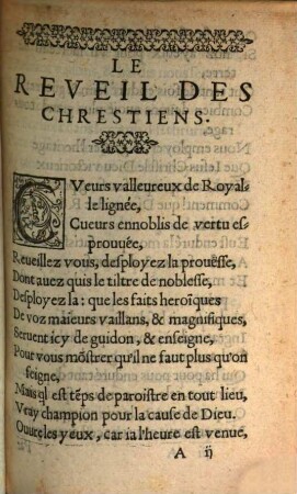 Le Reveil des chrestiens, soustenans la parole de Dieu ...