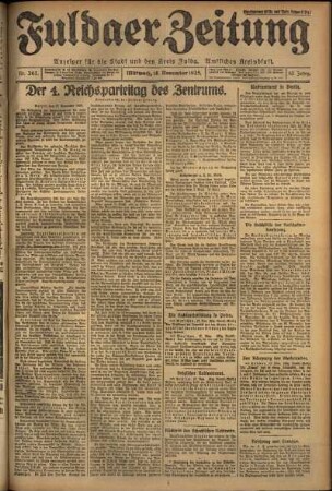 Erste Ausgabe vom Mittwoch, den 18. November 1925.