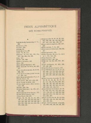 Index Alphabétique des Noms Propres