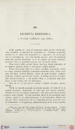 XX. Excerpta rhetorica e codice parisino 7530 edita