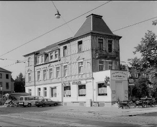 Dresden-Trachau, Großenhainer Straße 207. Wohnhaus mit Gaststätte "Herberts Bier-Bar" (um 1900). Straßenansicht