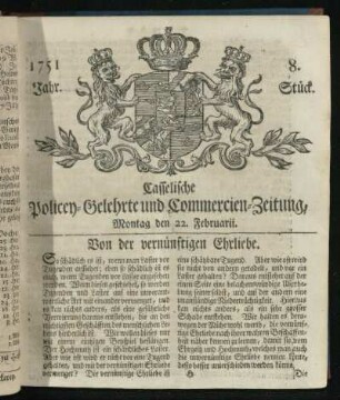 8. Stueck, Montag den 22. Februarii 1751