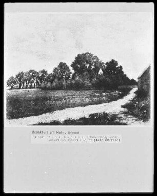 Landschaft mit Gehöft unter Bäumen