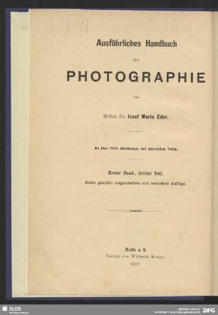 Die Photographie bei künstlichem Licht, Spektrumphotographie, Aktinometrie und die chemischen Wirkungen des farbigen Lichtes