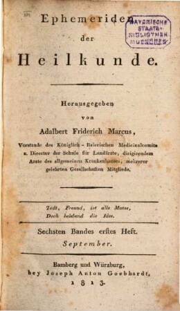 Ephemeriden der Heilkunde. 6. 1813