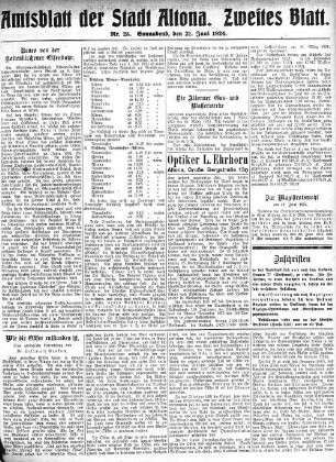 Nummer 25. Zweites Blatt. : Sonnabend, den 21. Juni 1924