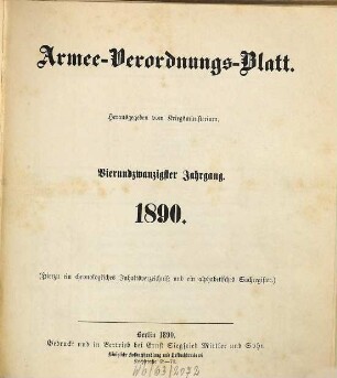 Armee-Verordnungsblatt. 24. 1890