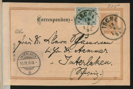Postkarte an Clara Schumann : 13.09.1895