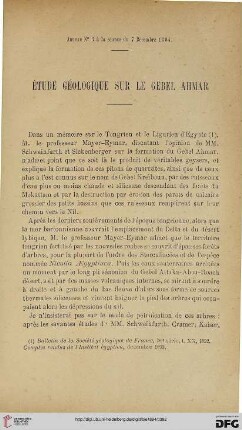 3.Ser. 5.1894: Étude géologique sur le Gebel Ahmar