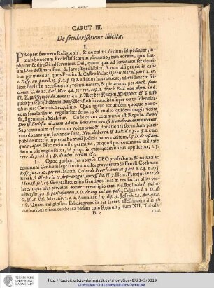 CAPUT. III. De Secularisatione illicita.