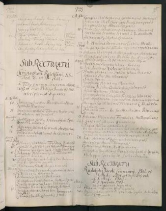 Winterhalbjahr 1702/1703. Rektorat Christoph Reuchlin