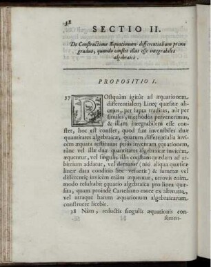Sectio II. De Constructione Aequationum differentilaium primi gradus, quando constet illas esse integrabiles algebraice.