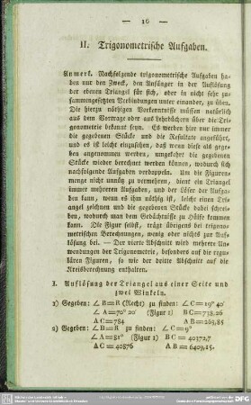 II. Trigonometrische Aufgaben
