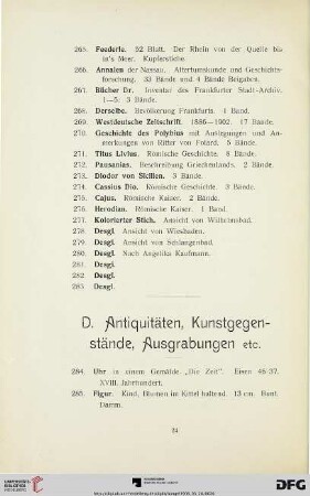 Antiquitäten, Kunstgegenstände, Ausgrabungen (Nr. 284-606)