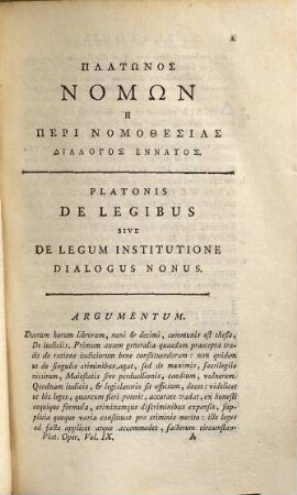 Platōn : Graece Ad Editionem Henrici Stephani Accurate Expressa, Volumen Nonum