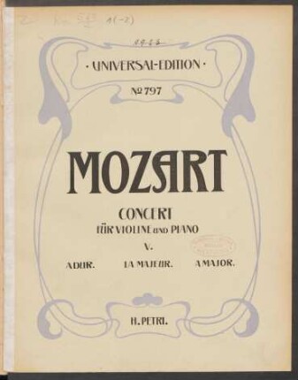 Concert für Violine und Piano : [Köchel-Verz. No. 219]