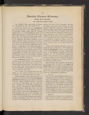 Zweite Plenar-Sitzung. Freitag, den 4. September im Sagebiel'schen Saale.