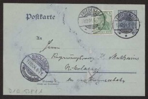 Schreiben an Hermann Muthesius (Postkarte)
