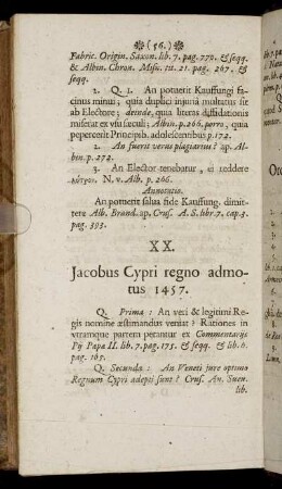 XX. Jacobus Cypri regno admotus 1457.