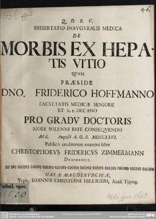 Dissertatio Inauguralis Medica De Morbis Ex Hepatis Vitio