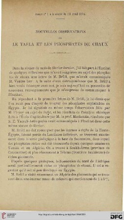 3.Ser. 5.1894: Nouvelles observations sur le Tafla et les phosphates de chaux
