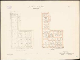 Hauptzollamt, Strasburg Geschäftsgebäude: Fundamente und Kelleringwände, Grundriss KG 1:100