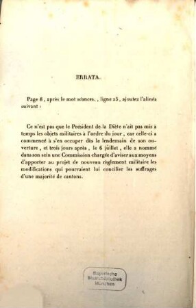 Opinion sur le § XVII de la haute diète : pour l'année 1837, concernant la commission d'inspection militaire fédérale ; émise dans le grand conseil du canton de Vaud ... 1838