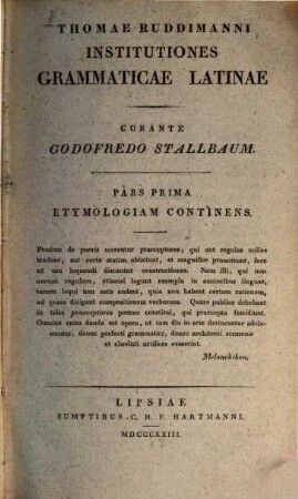 Thomae Ruddimanni Institutiones Grammaticae Latinae, 1. Etymologia