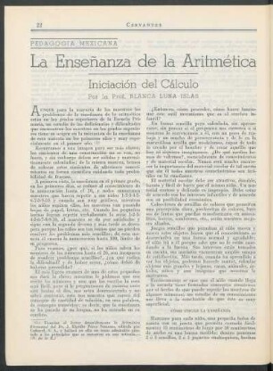 Pedagogía mexicana : La enseñanza de la aritmética - Iniciación del cálculo