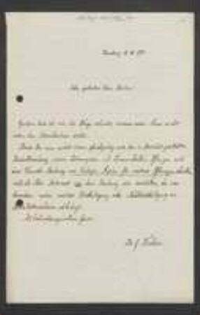 Brief von Georg Fischer an Unbekannt