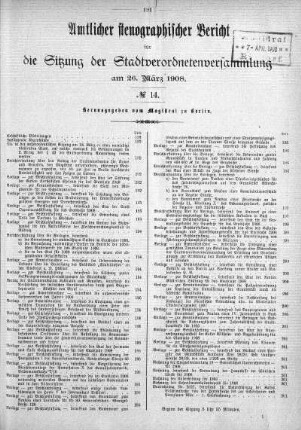 No. 14, 26. März 1908