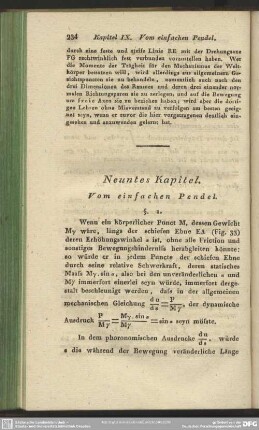 Neuntes Kapitel. Vom einfachen Pendel