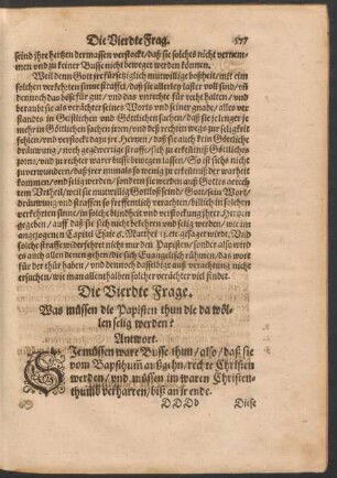 Die Vierdte Frage. Was müssen die Papisten thun die da wöllen selig werden?