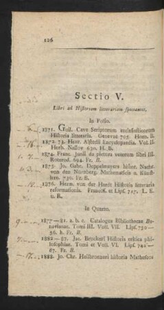 Sectio V. Libri ad Historiam litterariam spectantes