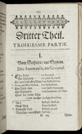 Dritter Theil. = Troisiesme Partie.