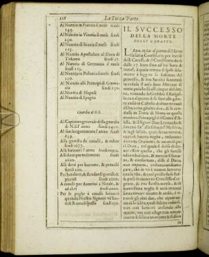 Il Successo Della Morte Delli Caraffi.