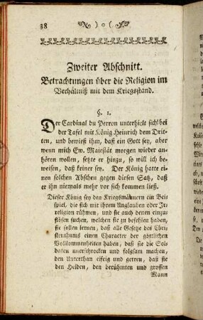 Zweiter Abschnitt. Betrachtungen über die Religion im Verhältniß mit dem Kriegsstand.
