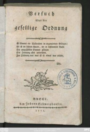 Versuch über die gesellige Ordnung