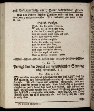 Predigt über die Epistel am siebenzehenden Sonntag nach Trinitatis.