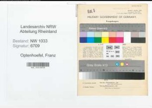 Entnazifizierung Franz Optenhoefel , geb. 18.08.1907 (Verw.Obersekretaer)