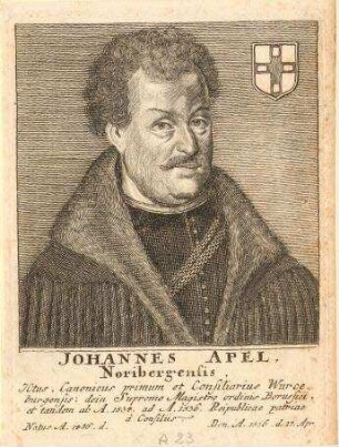 Johannes Apel aus Nürnberg;. geb. 1486 in Nürnberg; gest. 27.04.1536 in Nürnberg