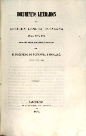 Colección de documentos inéditos del Archivo General de la Corona de Aragón. 13. 1857