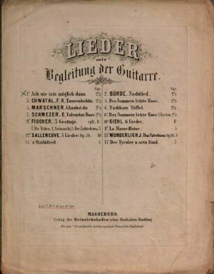 Lieder mit Begleitung der Guitarre, 1. Thüringer Volkslied : Ach, wie ist's möglich dann